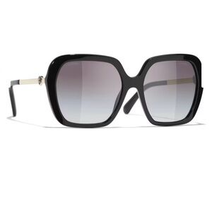 Chanel oversized black gold sunglasses